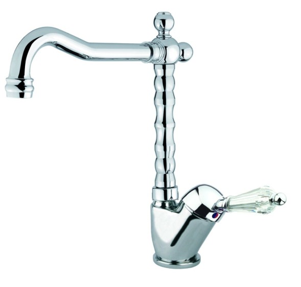 Fiore Imperiale Sky, однорычажный смеситель для раковины (излив 19 см), с донным клапаном, цвет хром - Swarovski