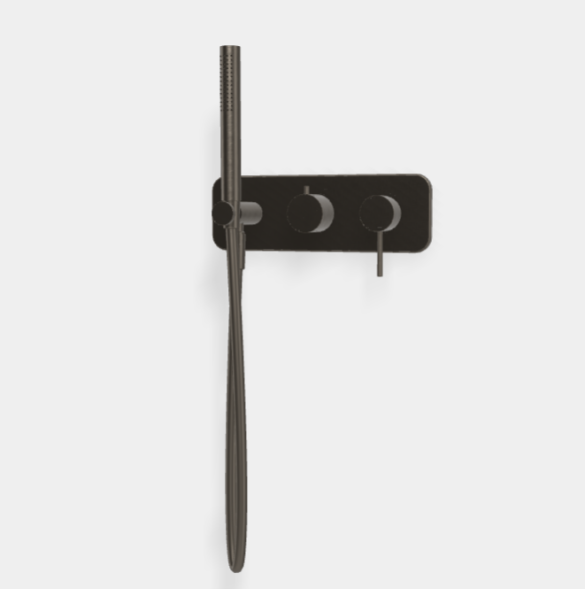 Смеситель для душа, Fima Carlo Frattini, Spillo Up, на 2 потребителя, цвет-брашированный чёрный хром F3049WX2CS