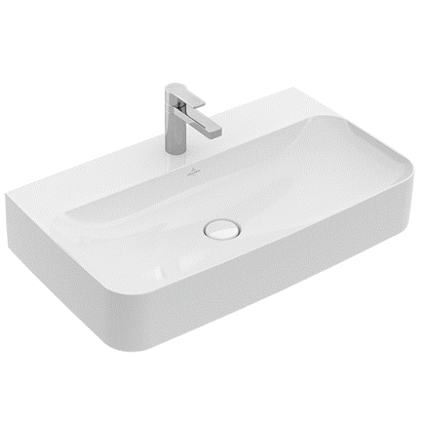 Villeroy&amp;Boch Раковина, Finion, шгв 800*470*130, отверстия для смесителя-1 сквозное, 2 промаркированных, CeramicPlus, цвет-камень белый 41688LRW