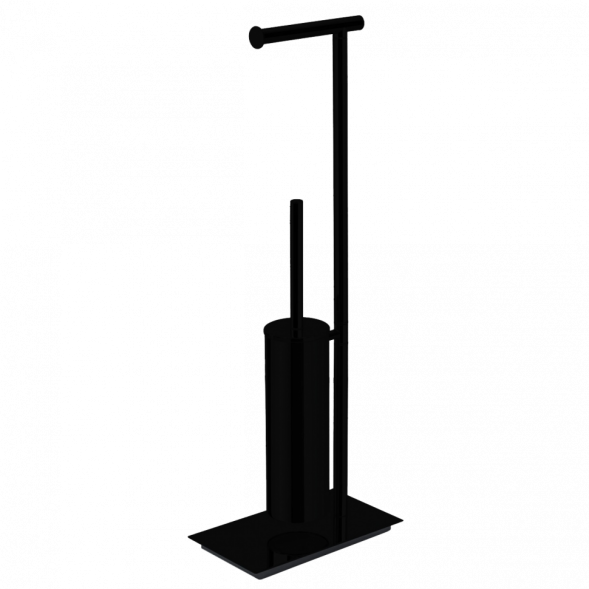 Стойка COLOMBO DESIGN SQUARE B9907.NM напольная с держателем туалетной бумаги и ершиком цвет черный матовый