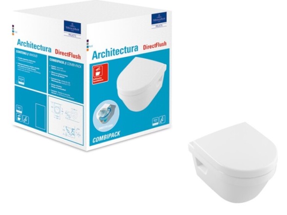 Villeroy&amp;Boch Унитаз, Architectura, подвесной, шг 350*480, CeramicPlus 4687HRR1