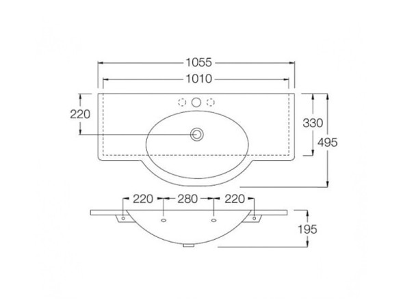 Раковина HATRIA SOPHIE YU9001 подвесная или на тумбу с одним отверстием с переливом цвет белый