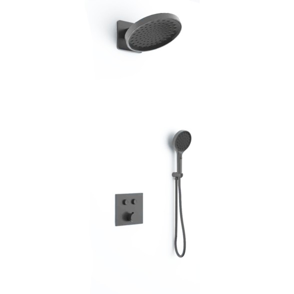 Vincea Душевой комплект Инспаер (Inspire) VSFW-421I3GM встраиваемый, двухрежимный, вороненая сталь