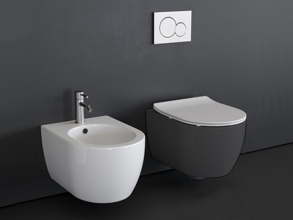 Унитаз Scarabeo MOON подвесной безободковый цвет черный матовый с антибактериальным и грязеотталкивающим покрытием BIOKER 5520/CL 49 BK