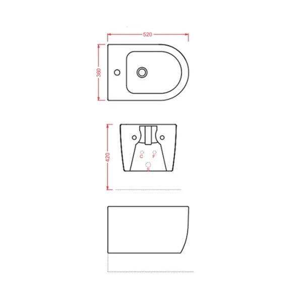 Биде Artceram Monet подвесное  с одним отверстием цвет черный матовый MNB001 05 00