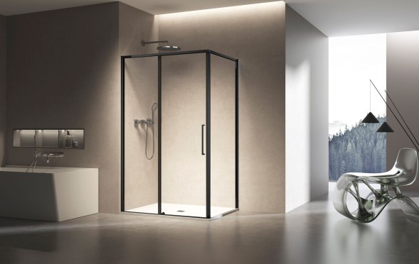 Vincea Душевой уголок Слим 8мм (Slim 8mm) VSR-6SL8013CLB, 1300*800, черный, стекло прозрачное