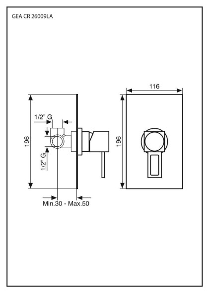 Emmevi Gea, однорычажный встраиваемый смеситель для душа, ручка со стержнем, цвет хром 26009LA/CR