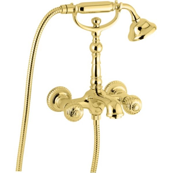 Emmevi The One Cloe, смеситель с ручным душем для ванны. Металлические ручки, цвет золото 98011/OR
