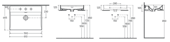 Раковина накладная ISVEA Vea 61 прямоугольная 61см, отверстие под смеситель в комплекте сифон цвет белый 10VAS5061I
