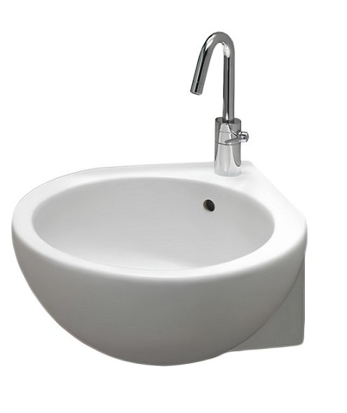 Раковина HATRIA YOU&amp;ME Y0H601 угловая подвесная или накладная с одним отверстием с переливом цвет белый