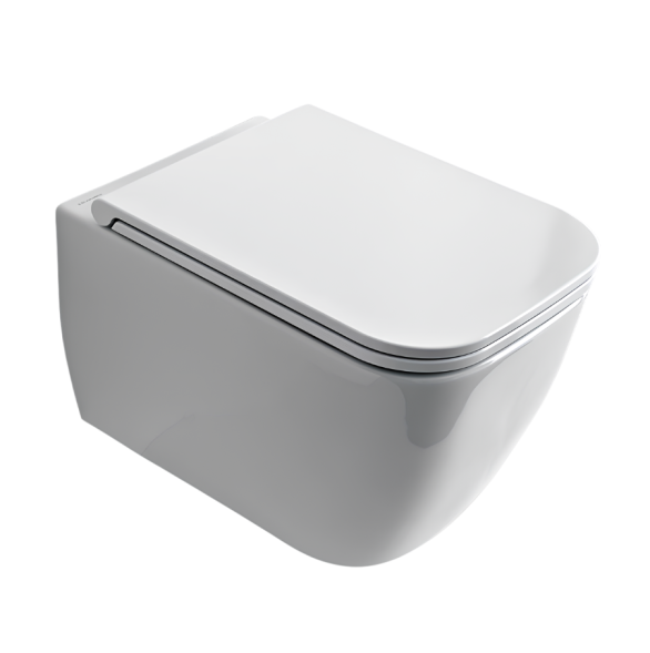 Унитаз Scarabeo TEOREMA 2.0 BICOLORS подвесной безободковый цвет белый матовый чаша внутри глянцевая 5126/TW B41