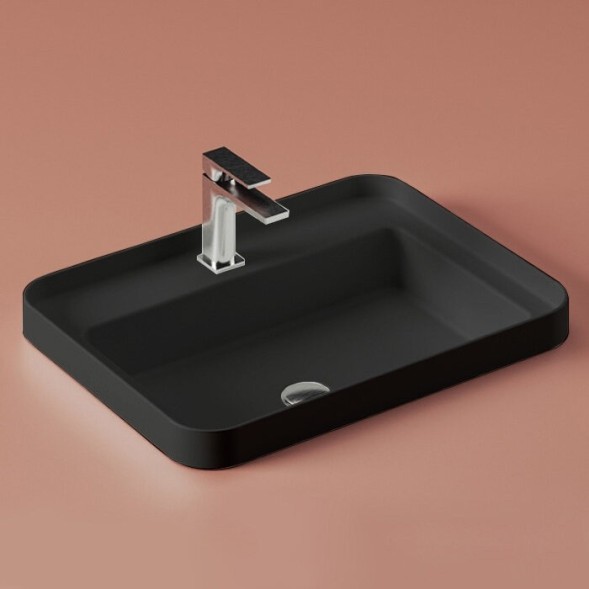 Раковина Artceram Fuori Scala полувстраиваемая с одним отверстием цвет черный матовый TFL034 17 00