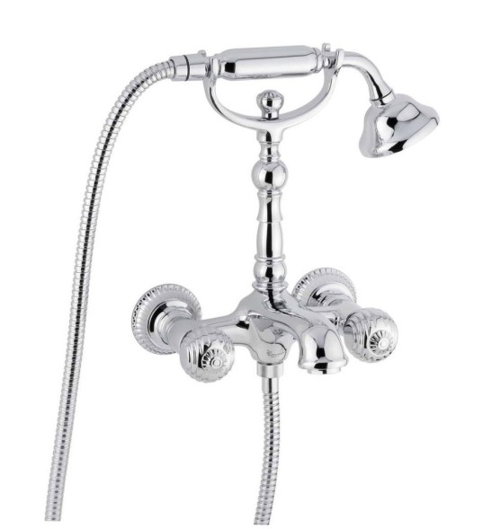 Emmevi The One Cloe, смеситель с ручным душем для ванны. Металлические ручки, цвет хром 98011/CR