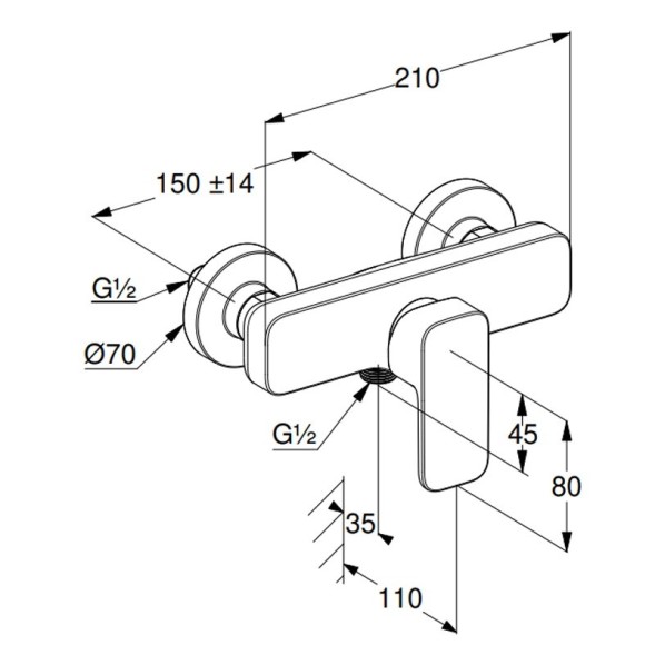 Смеситель KLUDI RENON 428313975 для душа настенный с подключением шланга