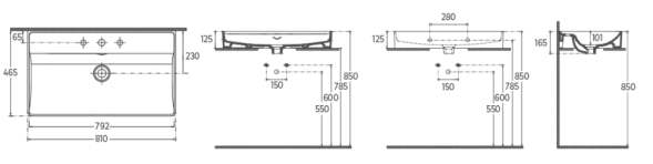 Раковина накладная ISVEA Vea 81 прямоугольная 81см отверстие под смеситель в комплекте сифон цвет белый 10VAS5081I