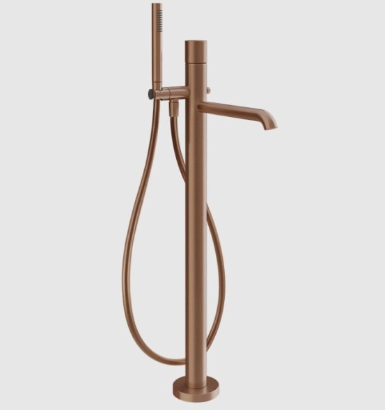 Gessi Смеситель для ванны и душа, Habito Unito, напольный, цвет медь матовая  70028#708