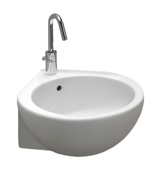 Раковина HATRIA YOU&amp;ME Y0H701 угловая подвесная или накладная с одним отверстием с переливом цвет белый