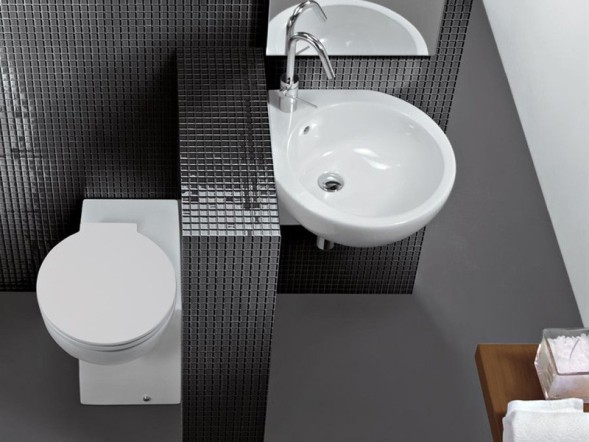 Раковина HATRIA YOU&amp;ME Y0H701 угловая подвесная или накладная с одним отверстием с переливом цвет белый