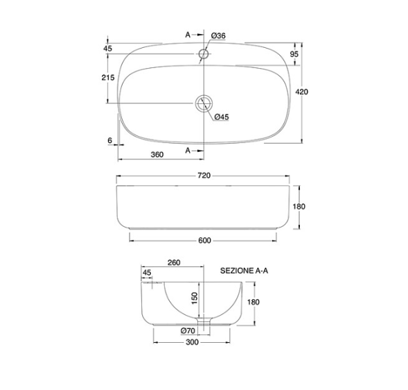 Раковина Scarabeo MOON накладная без перелива с одним отверстием цвет песочный матовый 5505 52