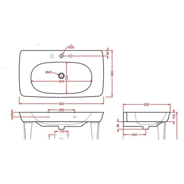Раковина Artceram Civitas на консоль с одним отверстием  цвет черный  CIL002 03 00