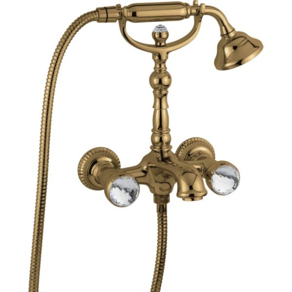 Emmevi The One Leda, смеситель для ванны. Металлические ручки + большие прозрачные кристаллы, цвет бронза 98011VSW/BR