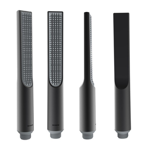 Смеситель термостат Bossini Apice Z00523.073 для ванны и душа встраиваемый внешняя часть на 2 потребителя с душевым гарнитуром цвет черный матовый