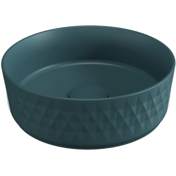 Раковина накладная ISVEA Davanti круглая 36см, без отверстия под смеситель цвет изумрудный матовый 10NF67036-2P