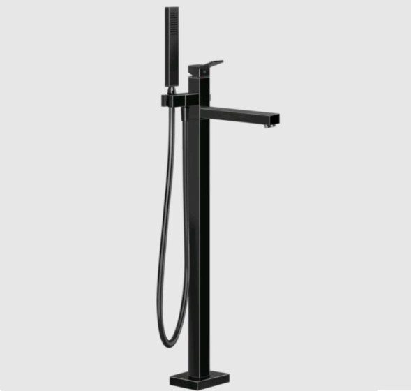 Gessi Смеситель для ванны и душа, Rettangolo K, напольный, цвет черный металл  53129#706