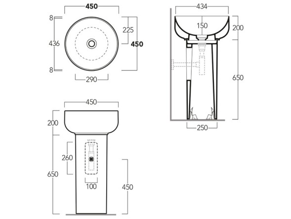 Колонна SIMAS BALLOON напольная цвет белый CN300 слив в стену