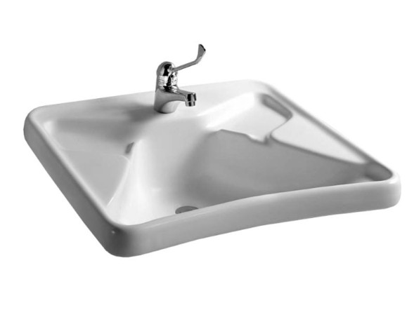 Раковина HATRIA AUTONOMY Y0BV01 подвесная для инвалидов с одним отверстием без перелива цвет белый