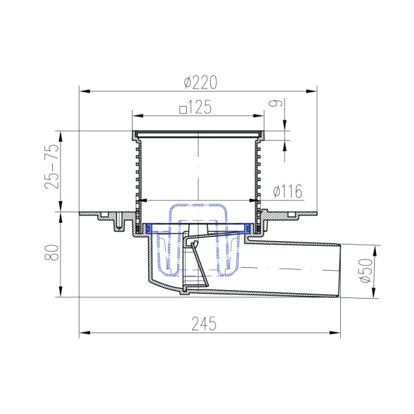 Paini Душевой трап с решеткой 125х125 мм