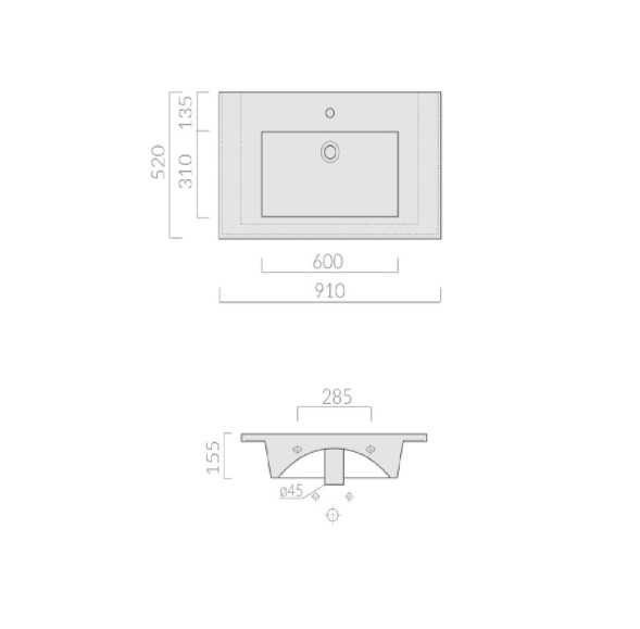 Раковина GALASSIA PLUS DESIGN 2043 подвесная или встраиваемая сверху с одним отверстием с переливом цвет белый глянцевый