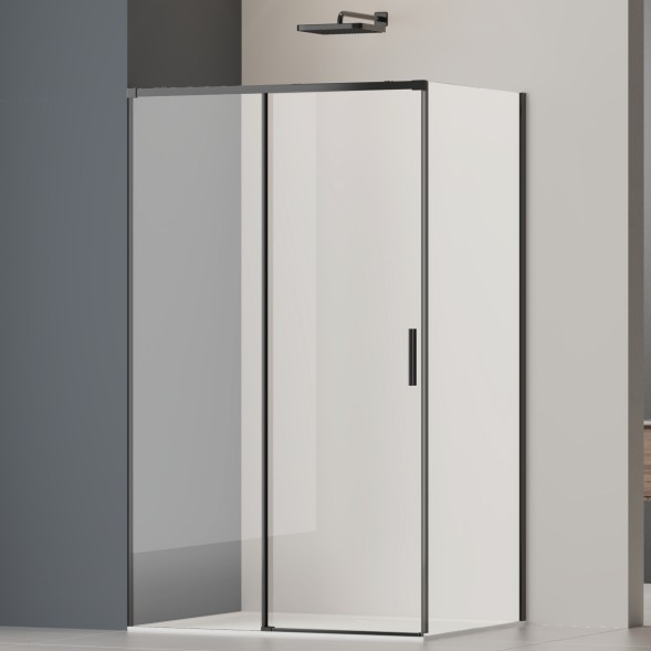Vincea Душевой уголок Софт 2 (Soft 2) VSR-3SO28011CLB, 1100*800, черный, стекло прозрачное