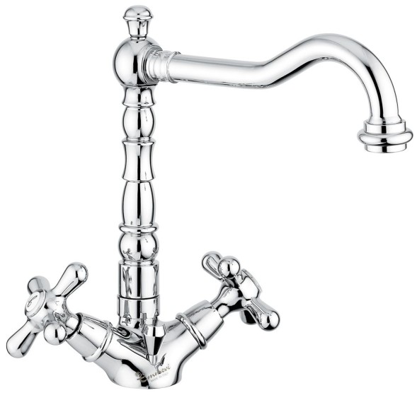 Emmevi Deco Old, двухвентильный смеситель для раковины (излив 19 см), с донным клапаном, цвет хром 12613/CR