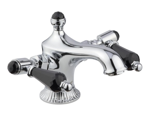 Emmevi The One Atena, смеситель для раковины. Черные кристаллы Swarovski, цвет матовое золото 98003LCSWNE/OA