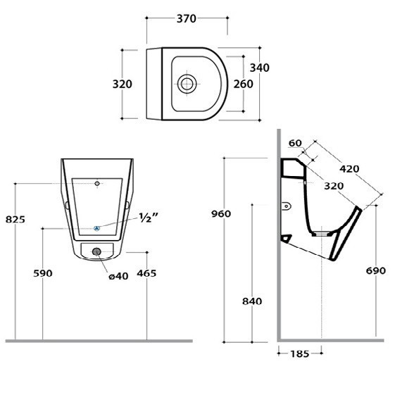 Писсуар GLOBO FORTY3 подвесной цвет белый FO029BI