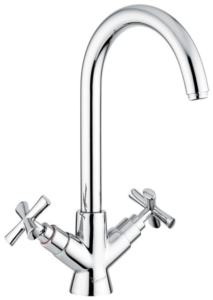 Emmevi Spirit New, двухвентильный кухонный смеситель с поворотным изливом, без донного клапана, цвет 31057/CR