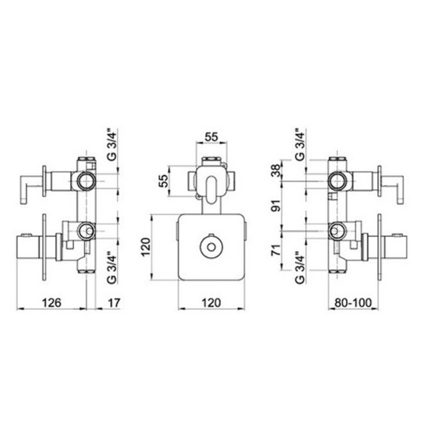 Смеситель для душа встраиваемый с термостатом Webert Living LV971302560, черный