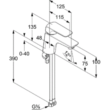Смеситель KLUDI AMEO 410280575 для раковины на одно отверстие однорычажный без донного клапана