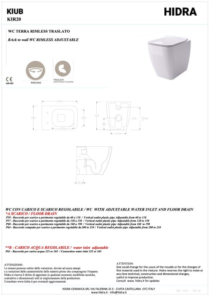 Hidra Kiub, напольный безободковый унитаз c крепежом, 54x36,5 см, антибактериальное покрытие, цвет белый матовый