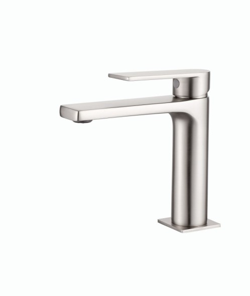 AQG Alpha, однорычажный смеситель для раковины без донного клапана, цвет никель сатин (PVD)