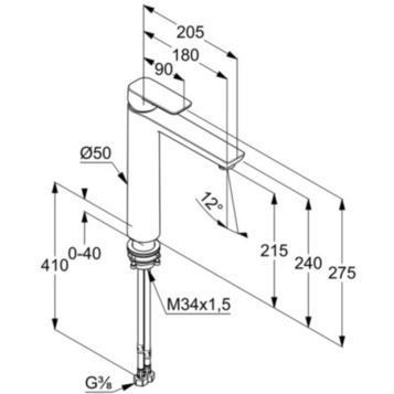 Смеситель KLUDI PURE&amp;STYLE 402960575 для раковины на одно отверстие высокий