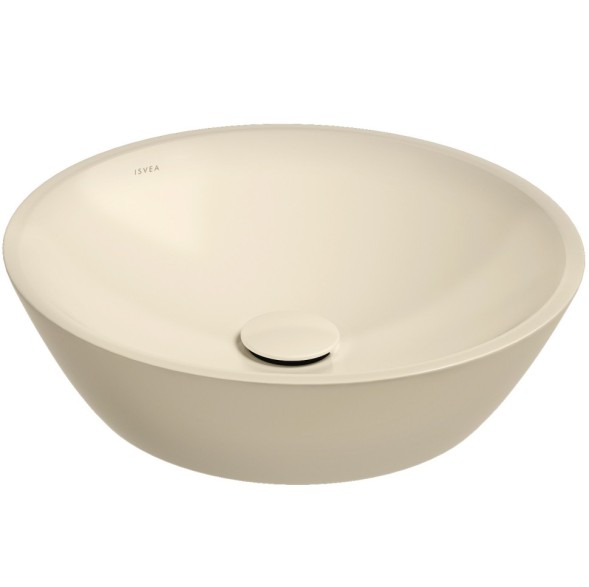 Раковина ISVEA SistemaY Soft накладная ШГВ 450*450*120 отверстия для смесителя отсутствуют цвет слоновая кость матовый 10SY66045-2K