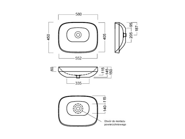 Раковина HATRIA ABITO YXXA01 накладная без отверстия без перелива цвет белый