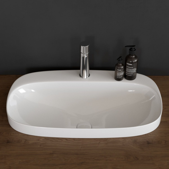 Раковина Scarabeo MOON полувстраиваемая без перелива с одним отверстием цвет белый 5512