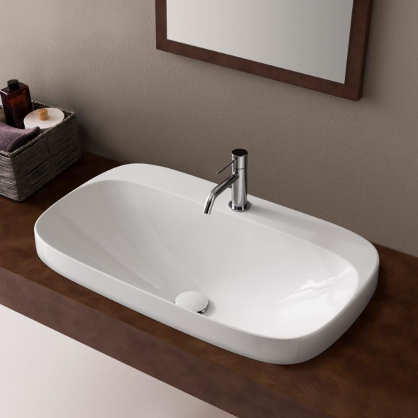 Раковина Scarabeo MOON полувстраиваемая без перелива с одним отверстием цвет белый 5512