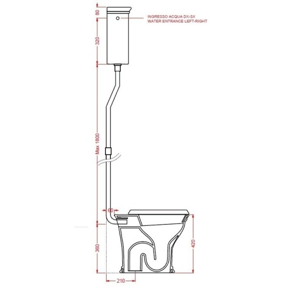 Бачок Artceram Civitas на высокой трубе цвет белый  CIC006 01 00