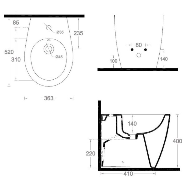 Биде Artceram Step напольное с одним отверстием цвет белый  STB002 01 00