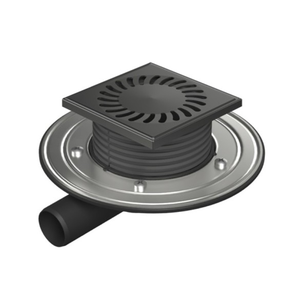 Paini Душевой трап с решеткой 125х125 мм, черный матовый