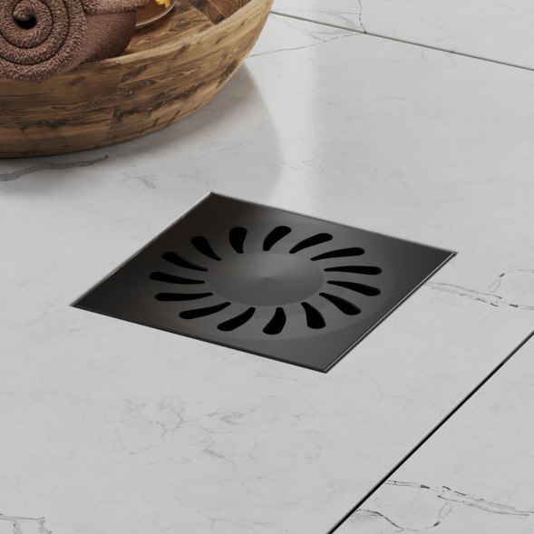 Paini Душевой трап с решеткой 125х125 мм, черный матовый